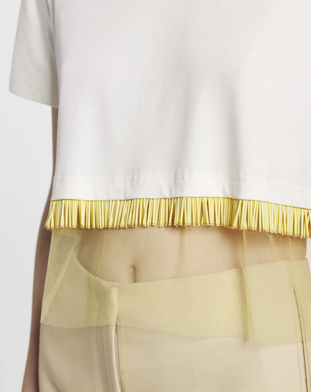 Fringed Cropped Crewneck T-Shirt