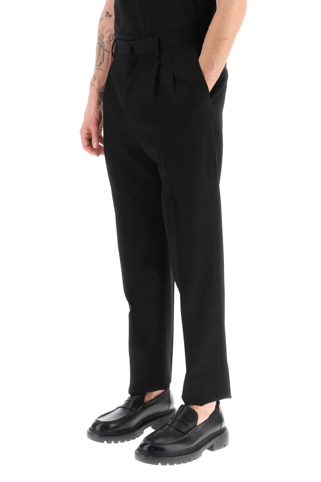 Button Detailed Straight Leg Trousers