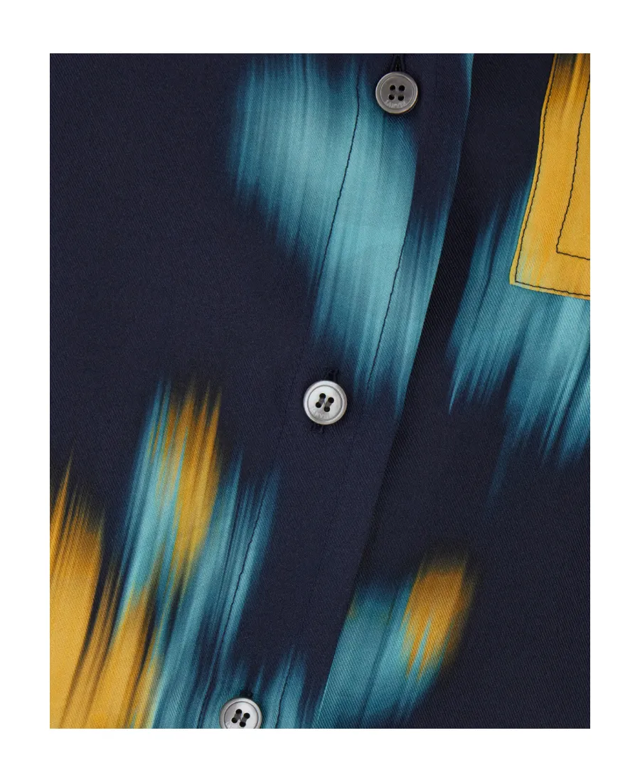 Abstract-Print Curved Hem Shirt