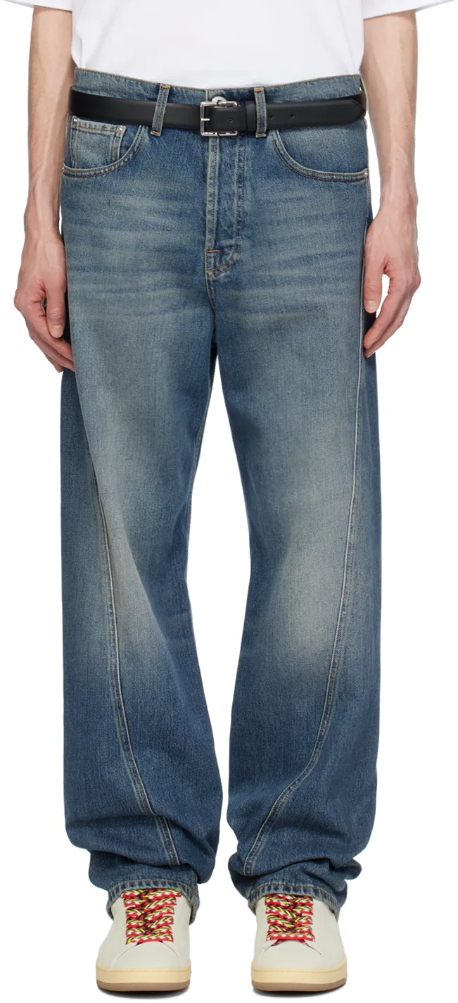 Logo Patch Straight Leg Jeans
