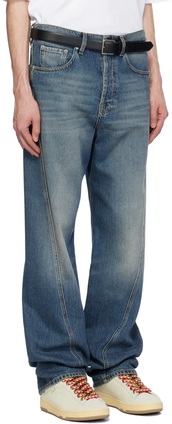 Logo Patch Straight Leg Jeans