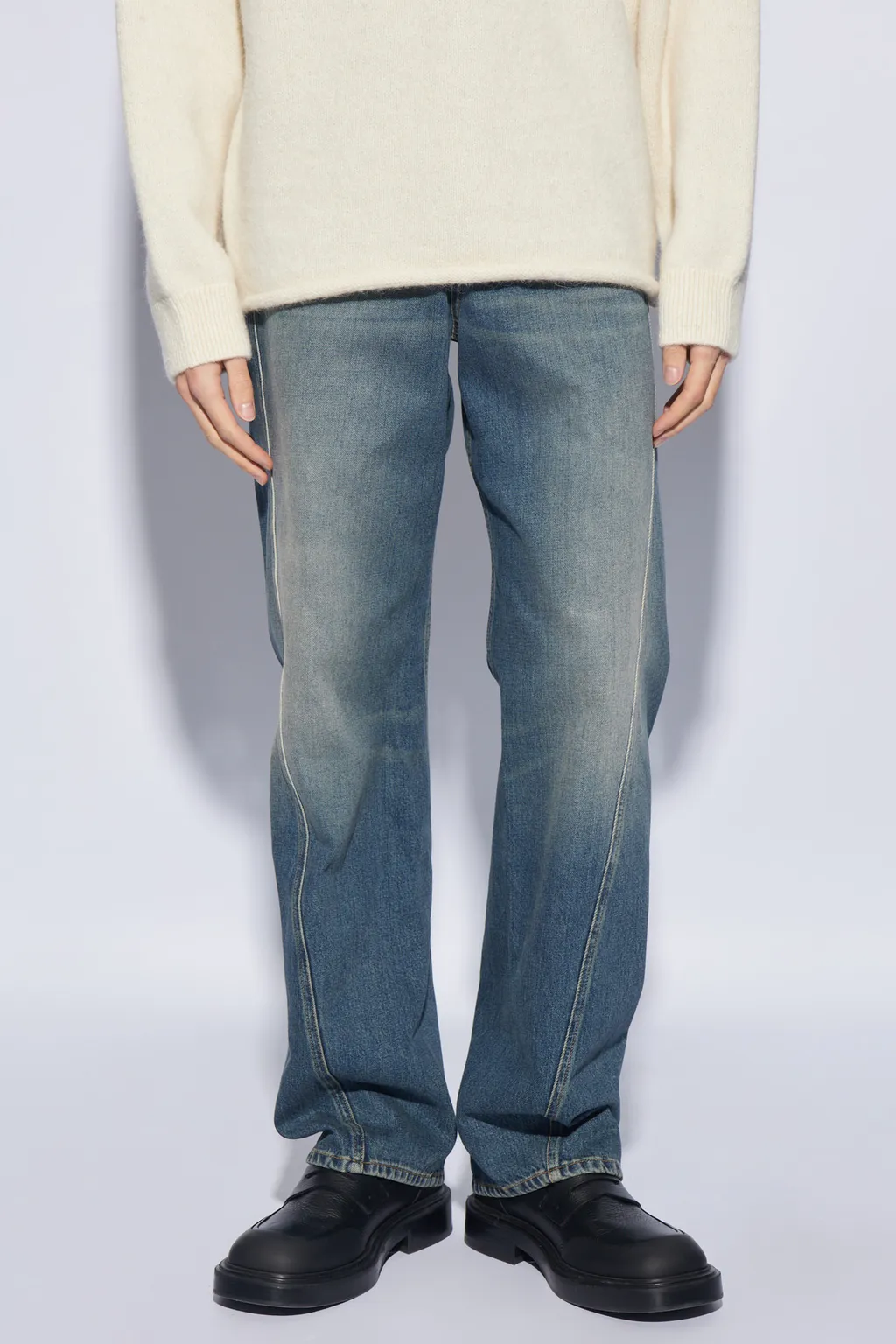 Logo Patch Straight Leg Jeans