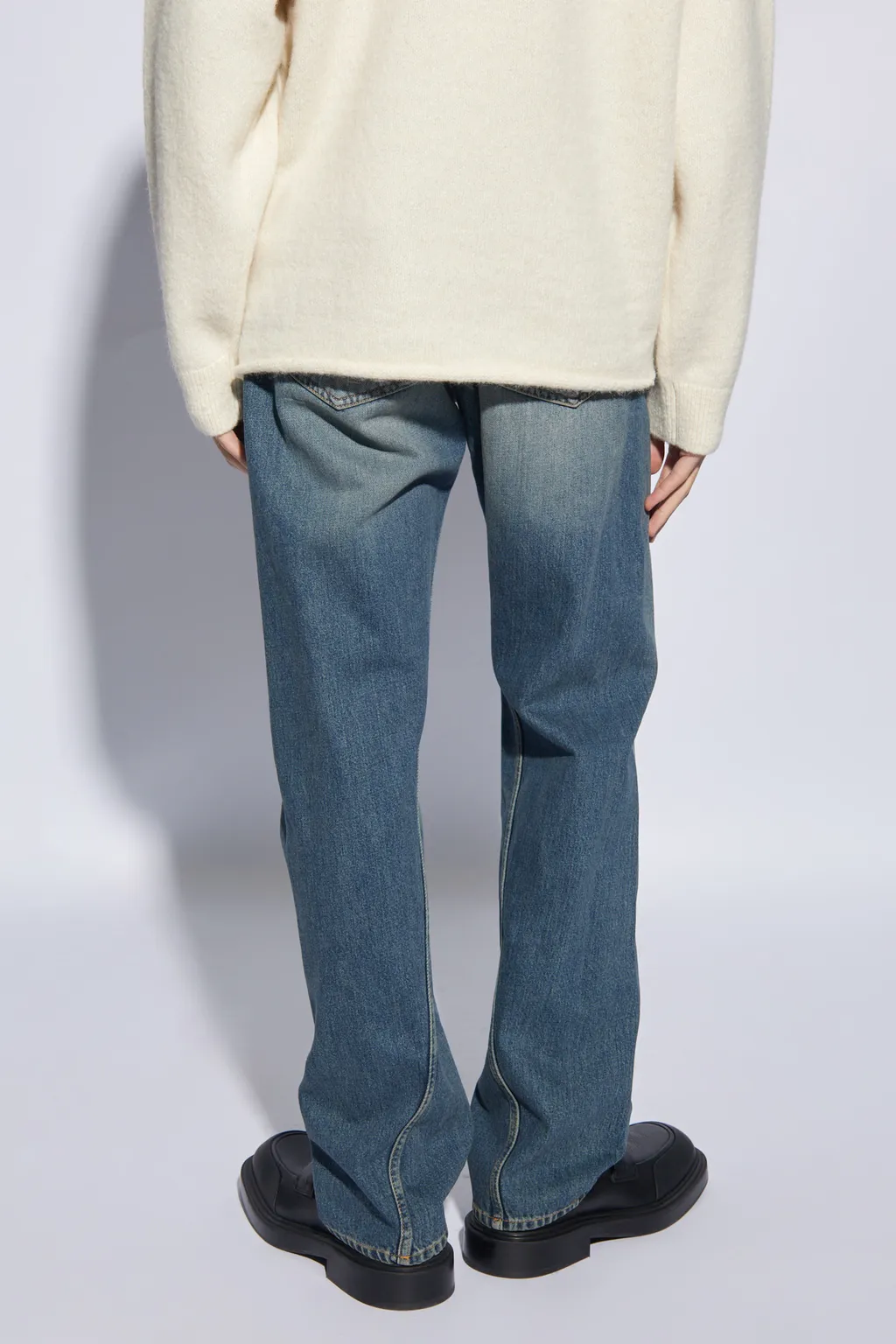 Logo Patch Straight Leg Jeans