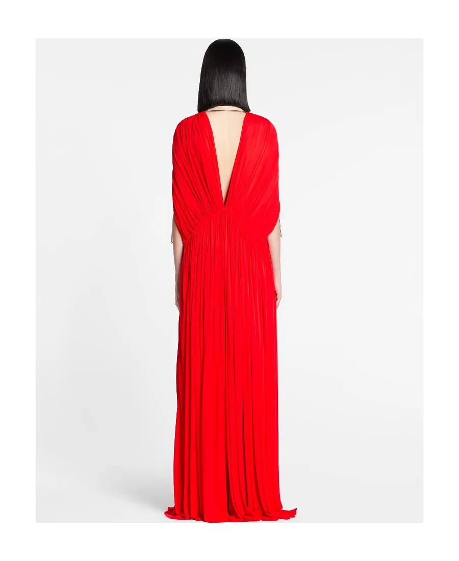 V-Neck Gathered-Detail Maxi Dress