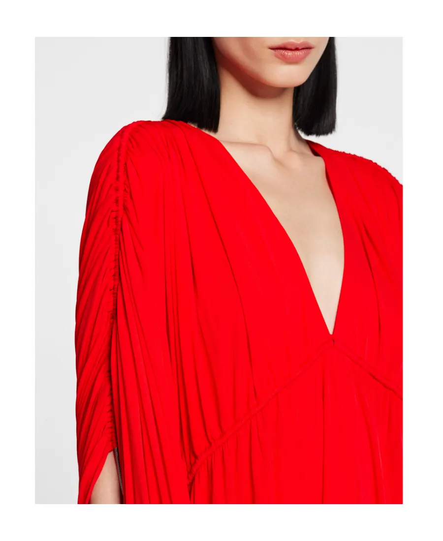 V-Neck Gathered-Detail Maxi Dress