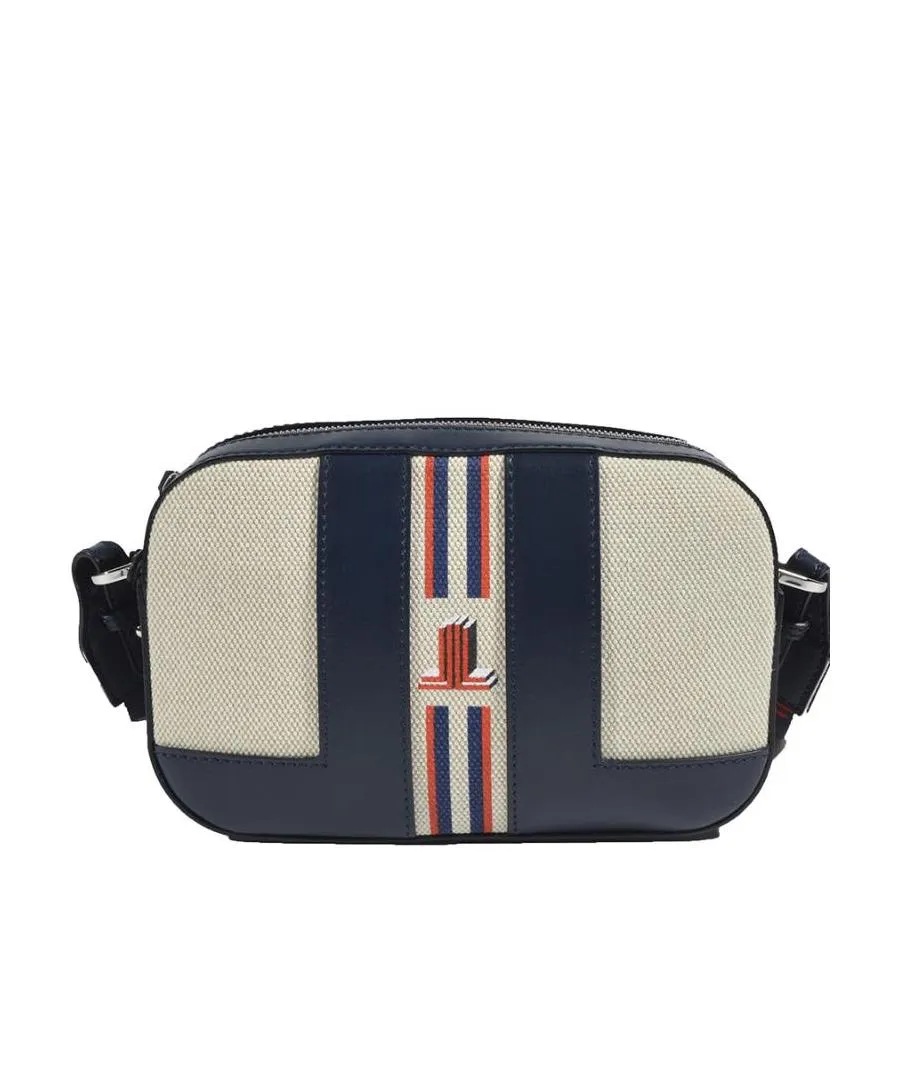 Striped Logo-Print Camera Bag