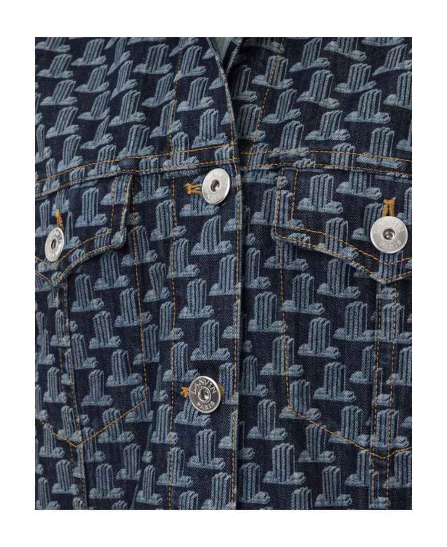 Extended Logo-Patch Monogram Denim Jacket