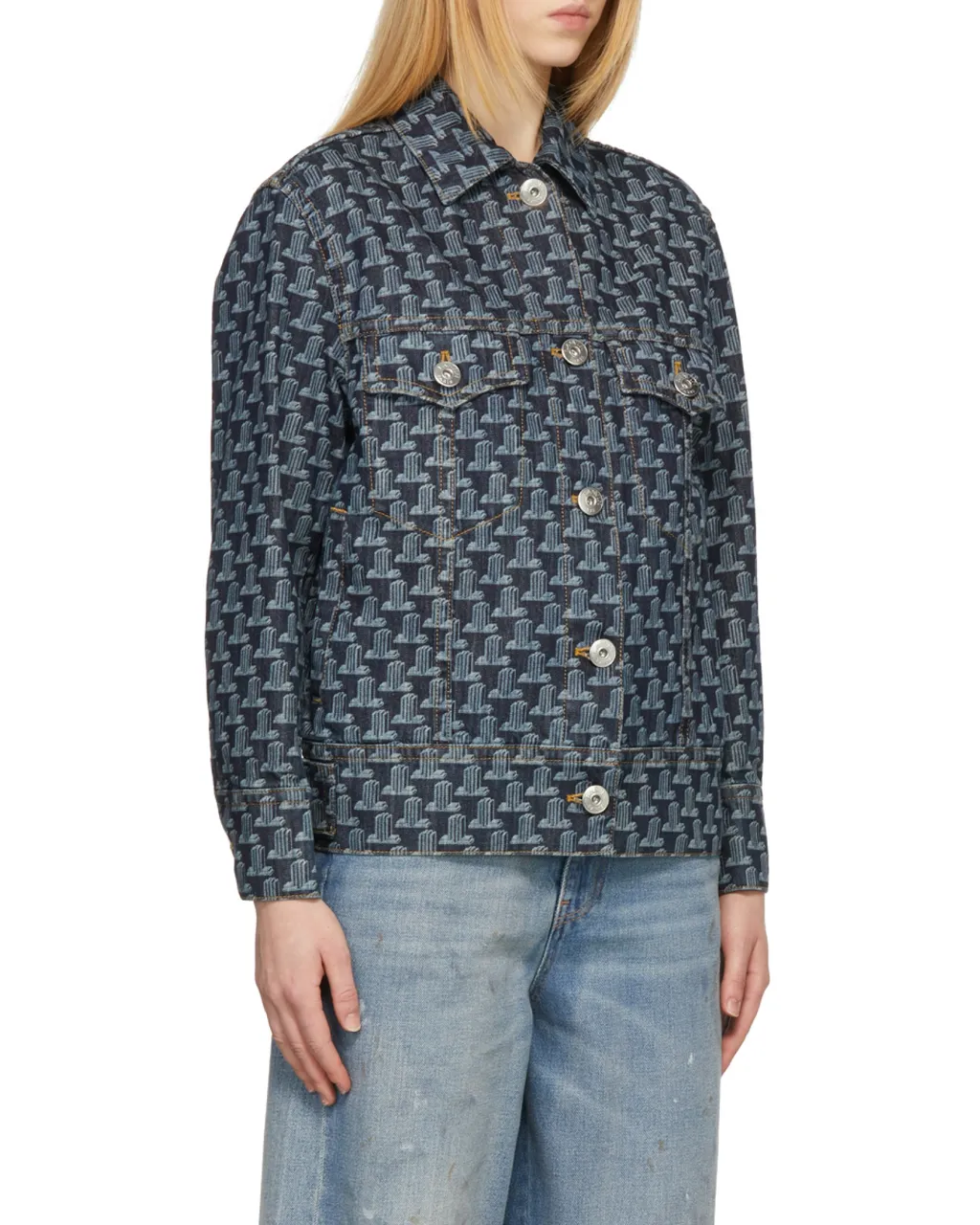 Extended Logo-Patch Monogram Denim Jacket