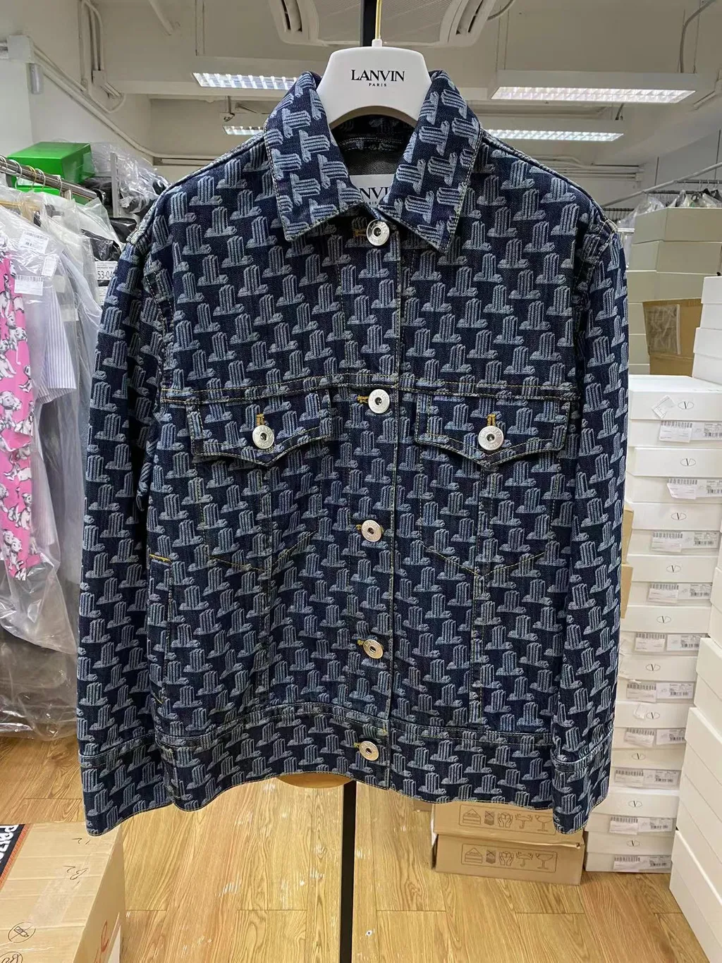 Extended Logo-Patch Monogram Denim Jacket