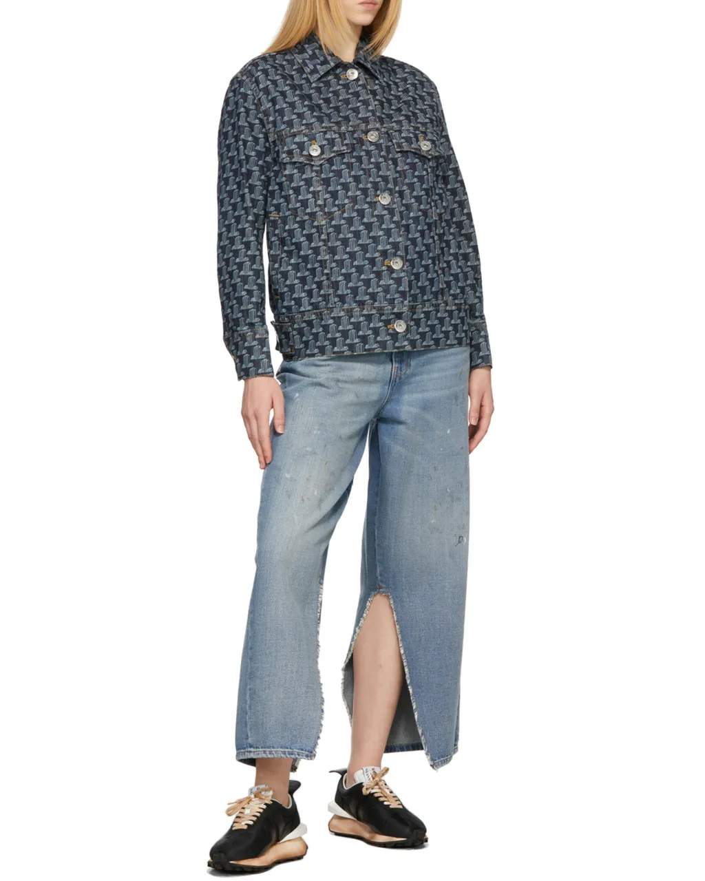 Extended Logo-Patch Monogram Denim Jacket