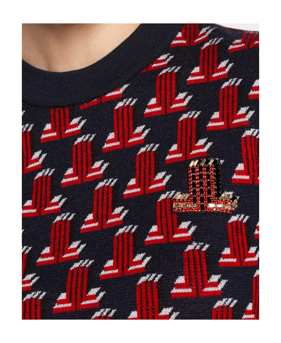 Intarsia-Knit Short-Sleeve Top