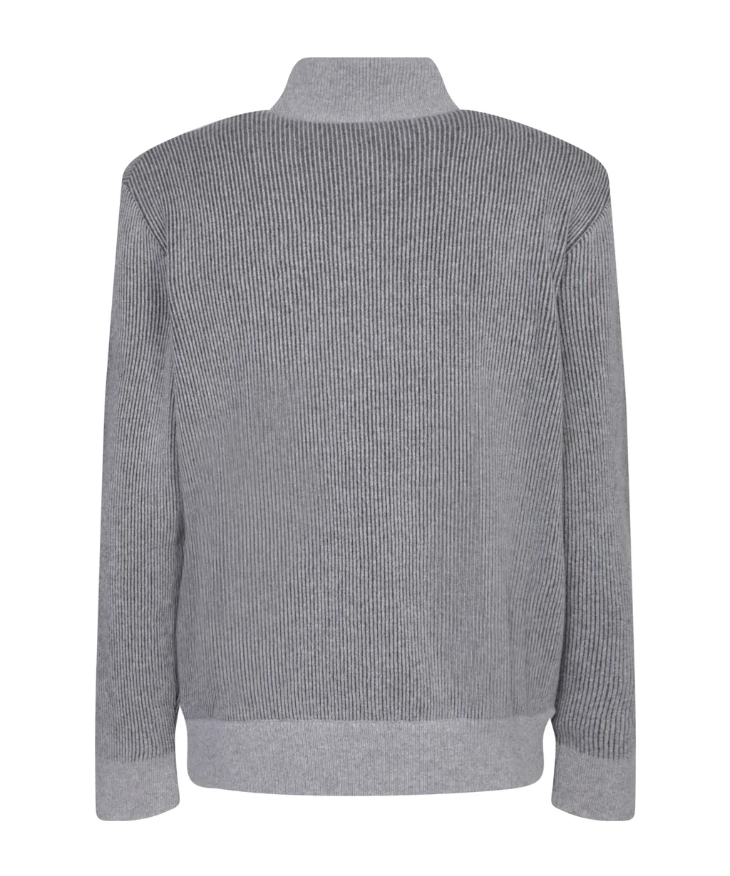 High-Neck Zipped Cardigan