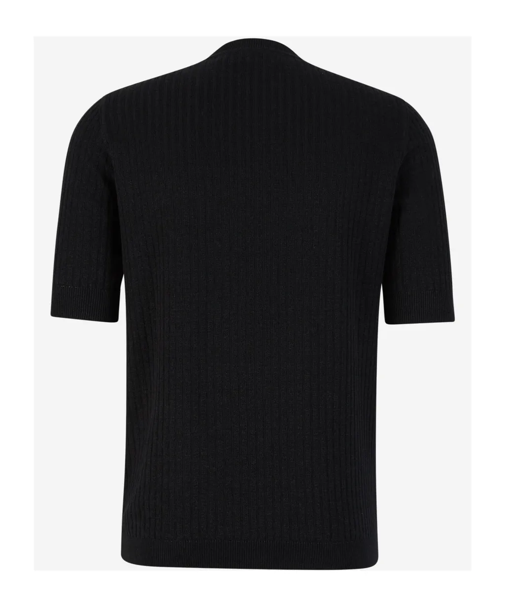 Ribbed Knit Crewneck T-Shirt