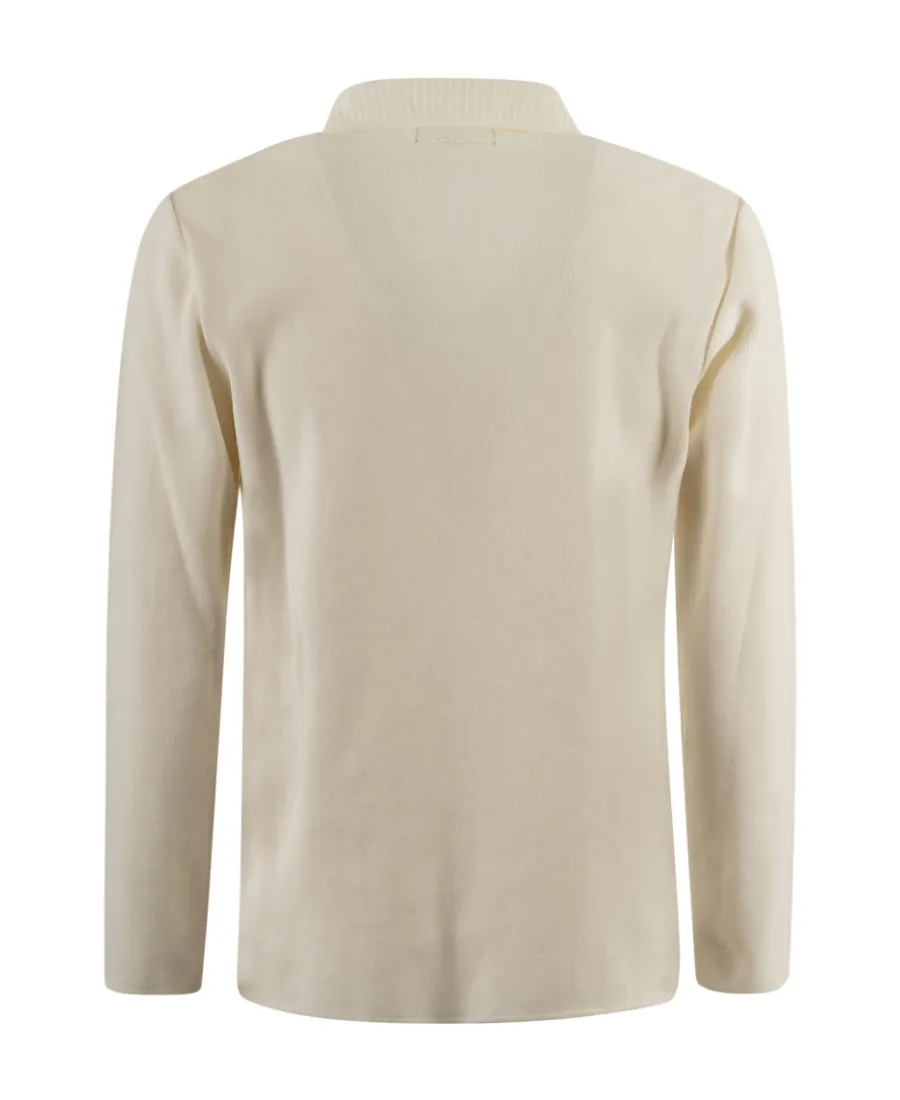 Spread-Collar V-Neck Shirt