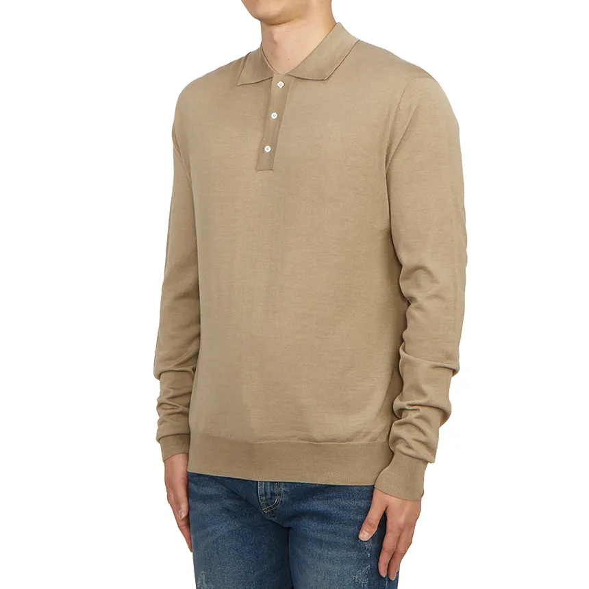 Long-Sleeve Knitted Polo Shirt