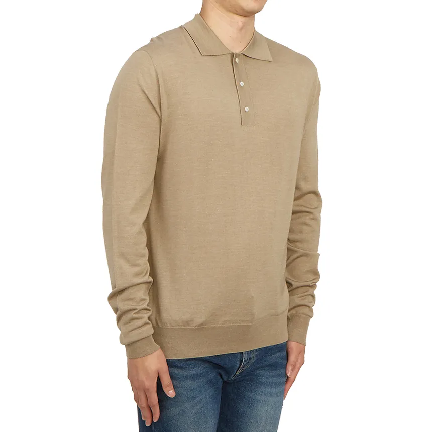 Long-Sleeve Knitted Polo Shirt