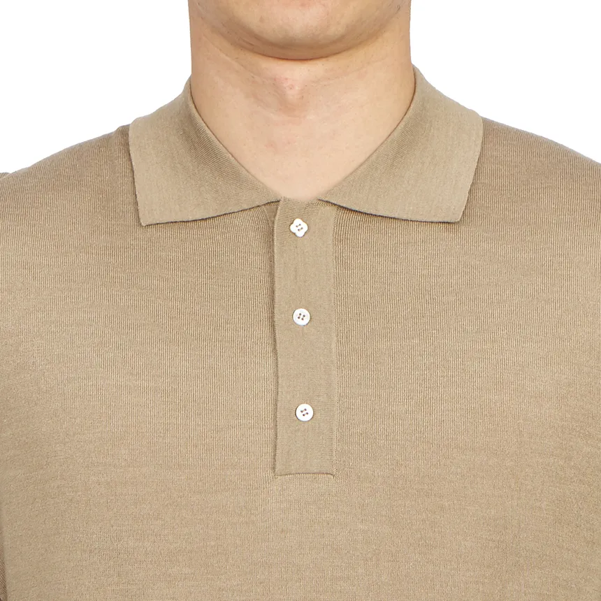 Long-Sleeve Knitted Polo Shirt