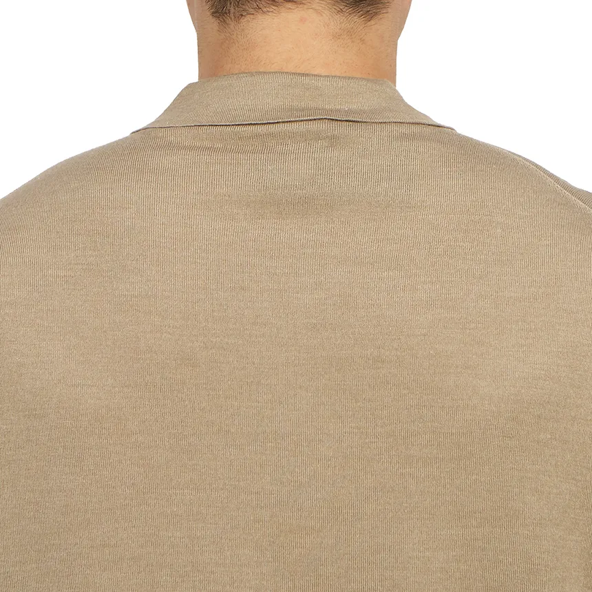 Long-Sleeve Knitted Polo Shirt