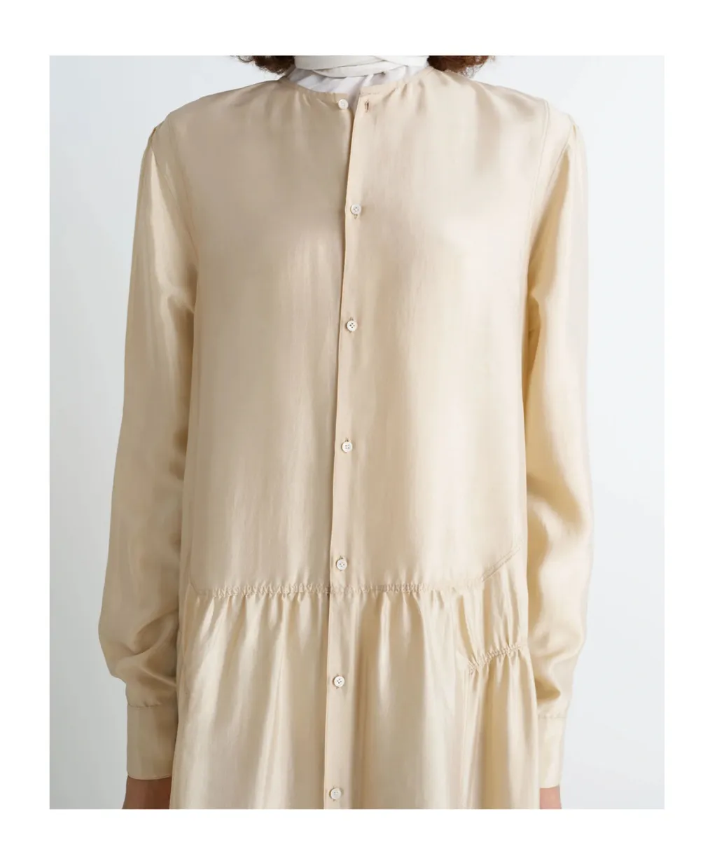 Gathered Buttoned Maxi Dress