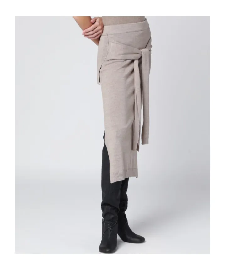 Tie-Around Side Slit Midi Skirt