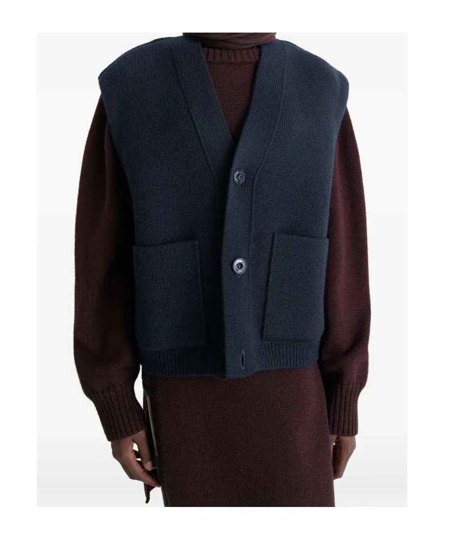 Patch-Pocket V-Neck Cardigan