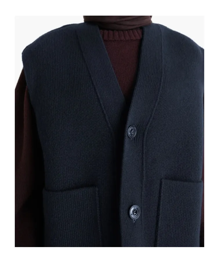 Patch-Pocket V-Neck Cardigan