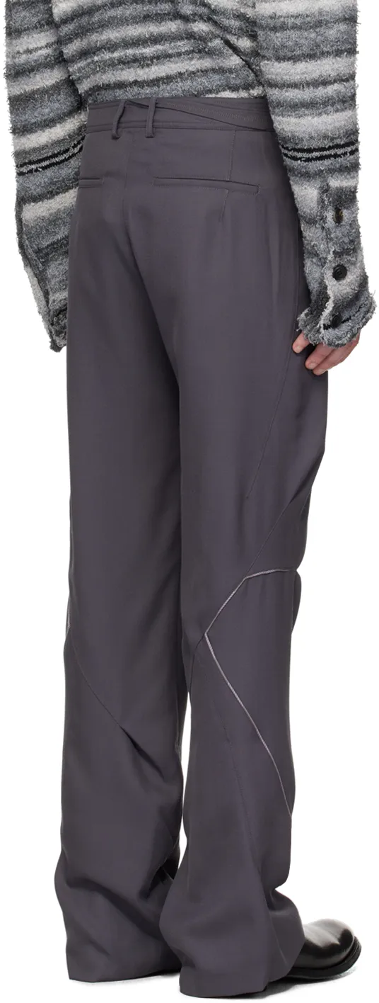 Contrast-Stitching Straight-Leg Pants