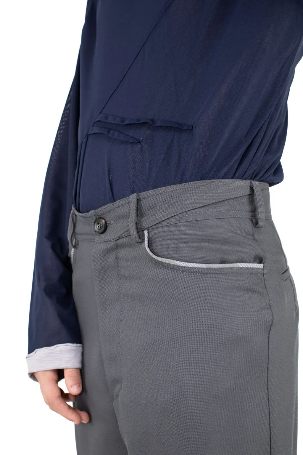 Contrast-Stitching Straight-Leg Pants