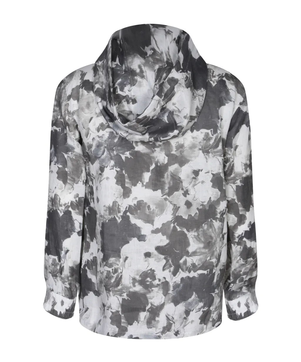 Abstract-Printed Zipped Jacket