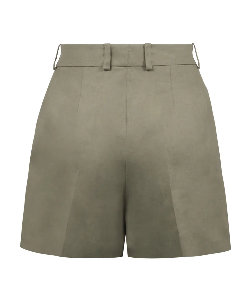 Pleated Linen Shorts