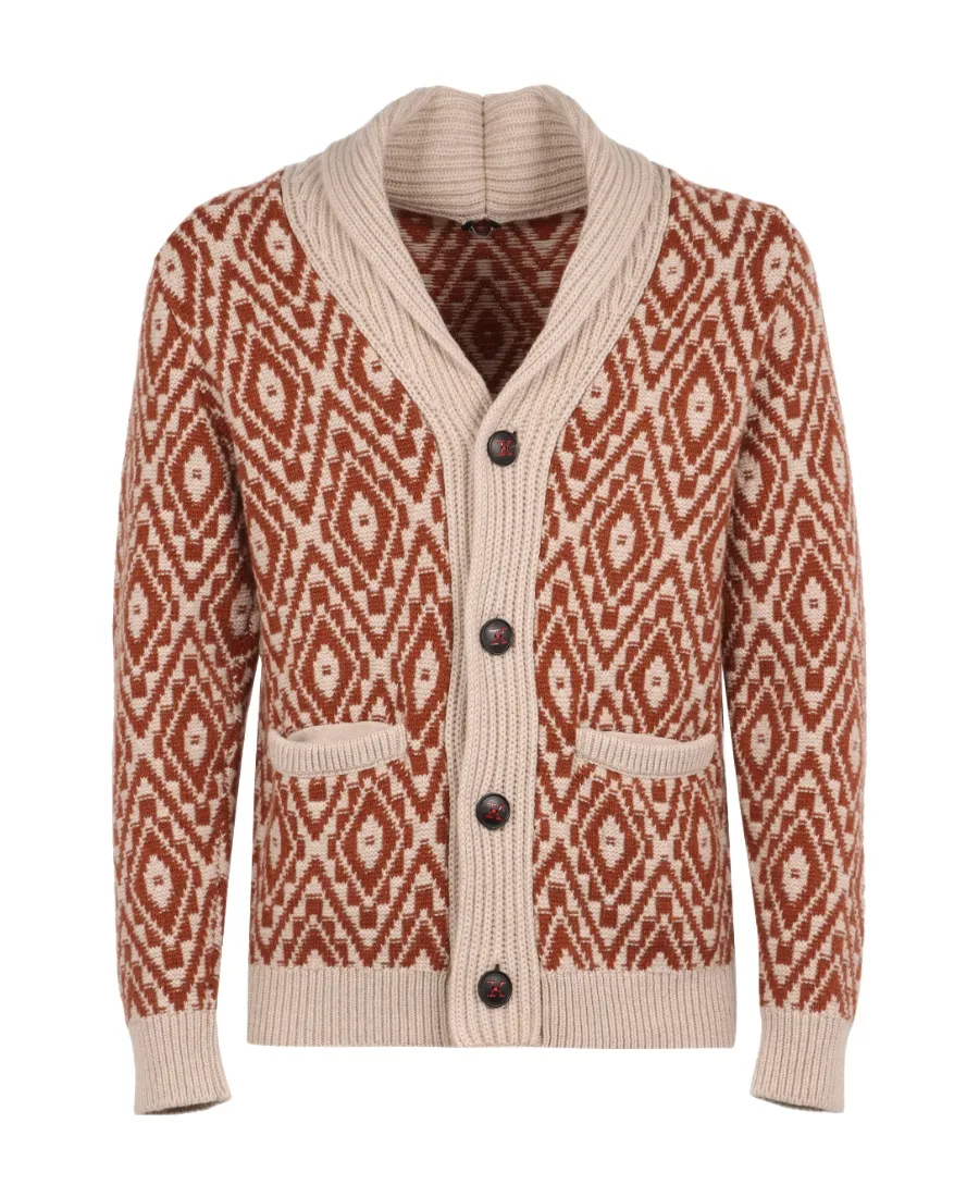 V-Neck Jacquard Cardigan