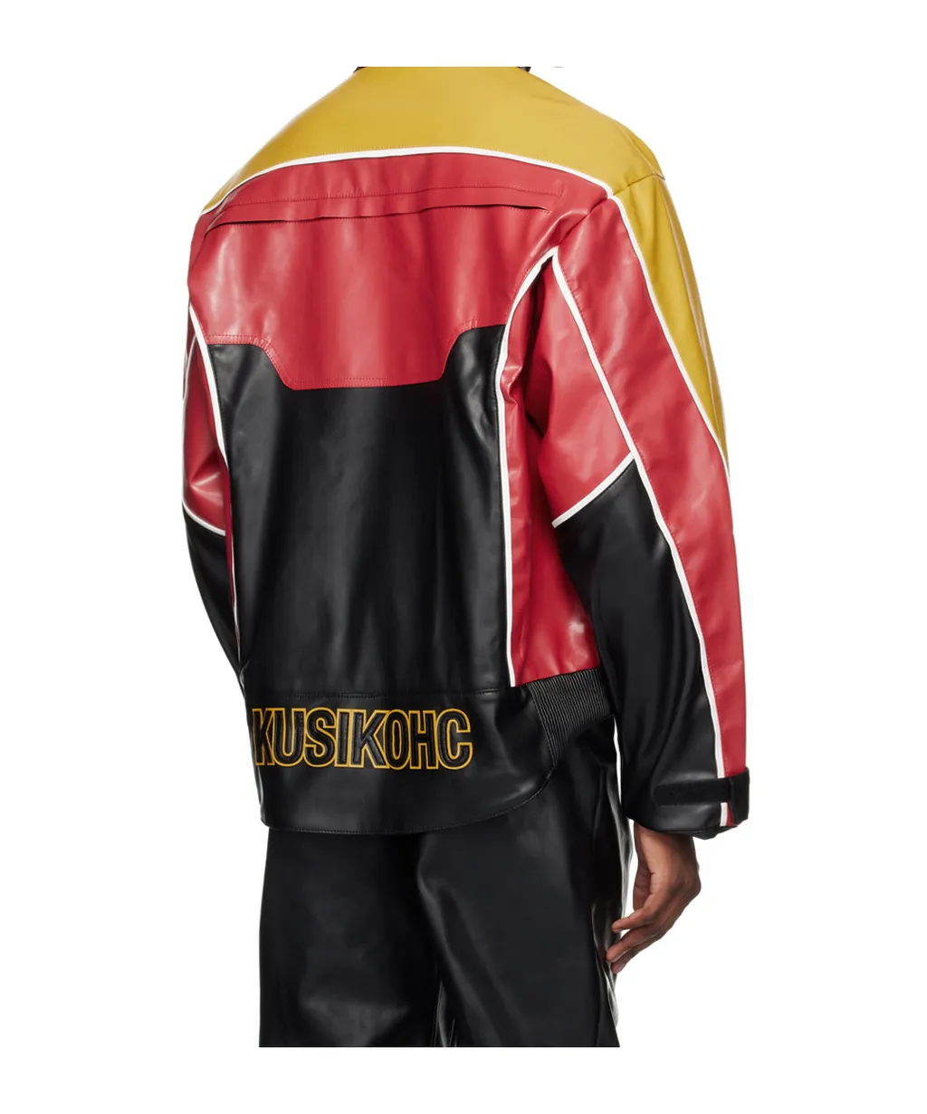 Long-Sleeved Leather Jacket