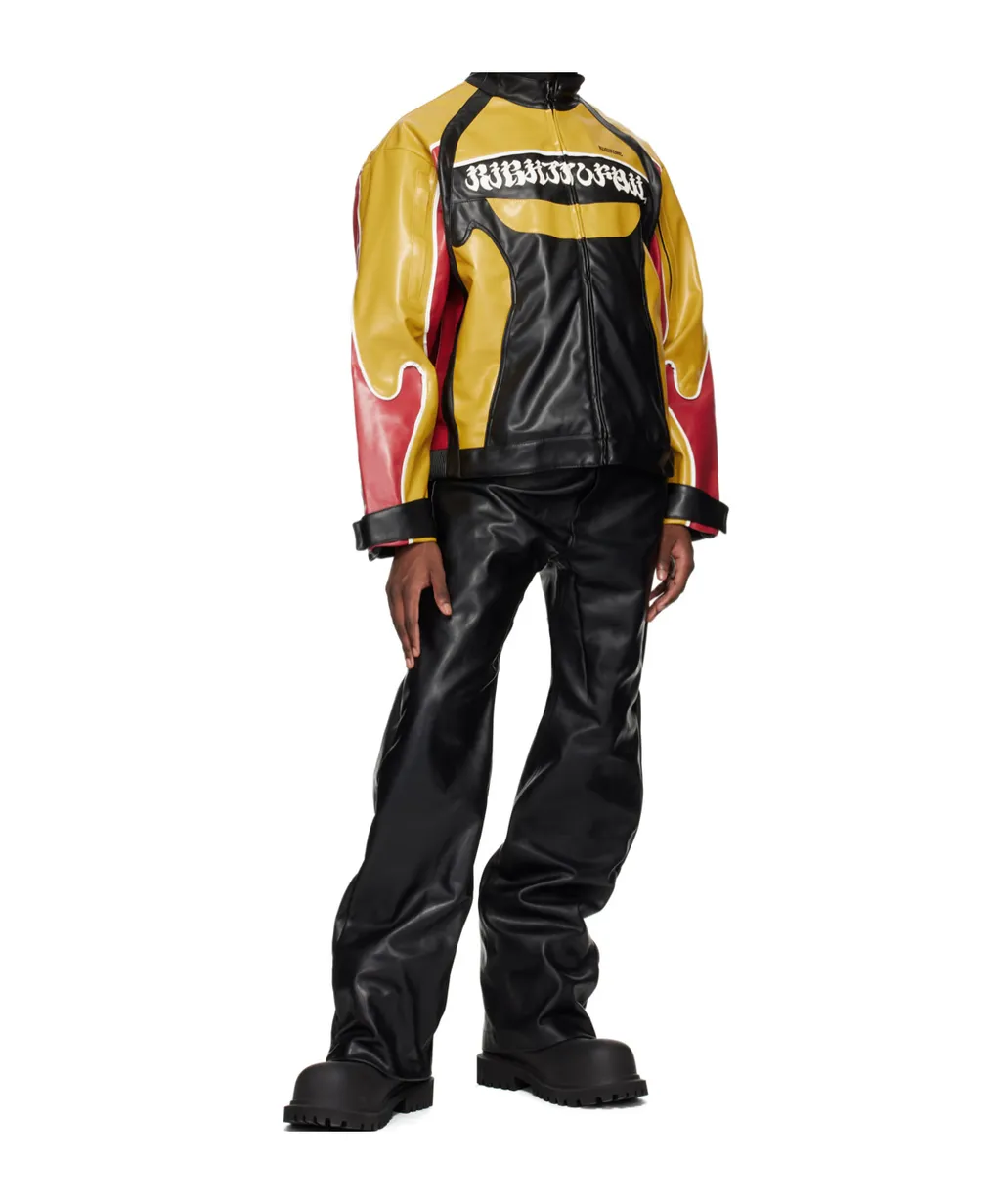 Long-Sleeved Leather Jacket