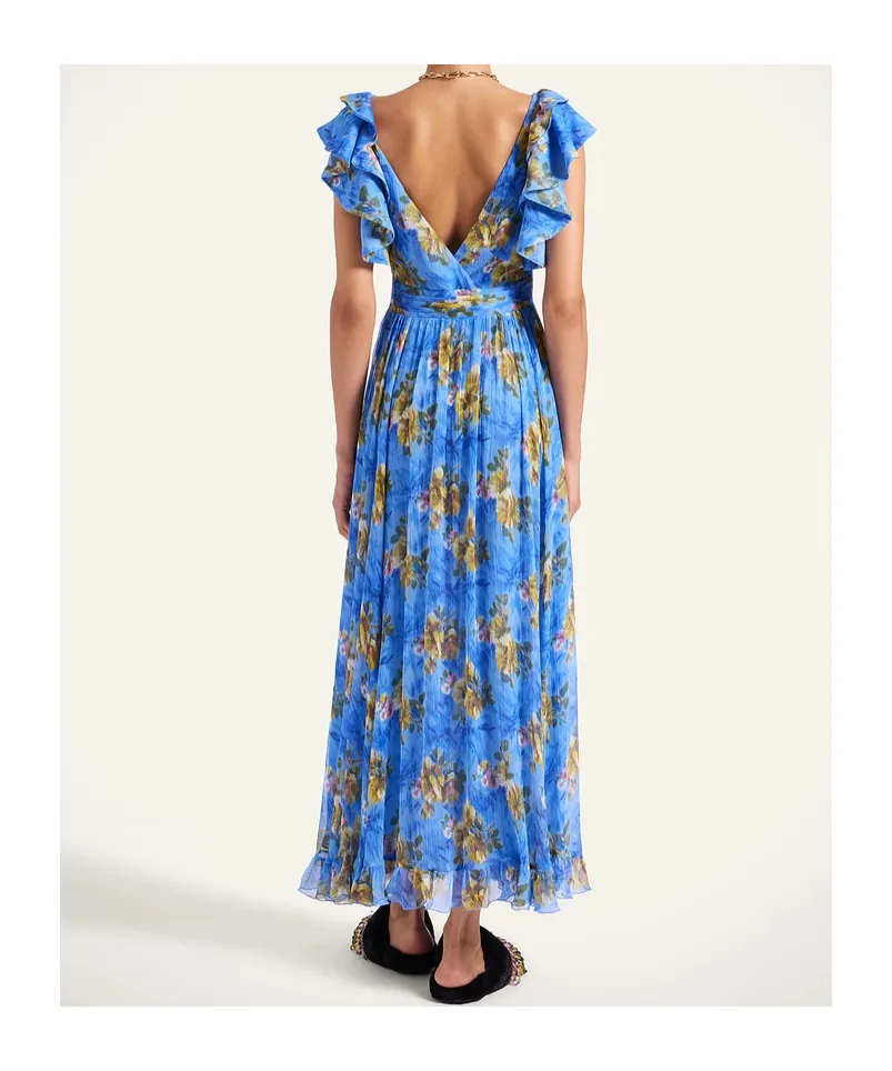 Ruffled-Details Floral-Print Maxi Dress
