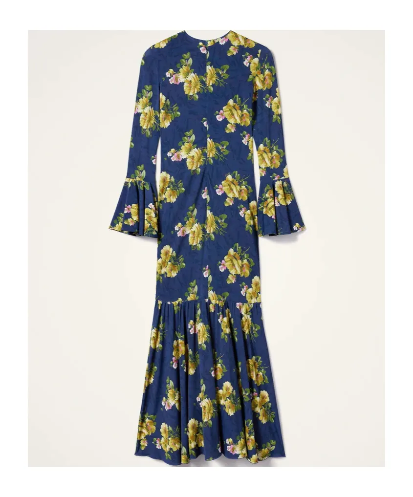 Floral Bell-Sleeve Midi Dress