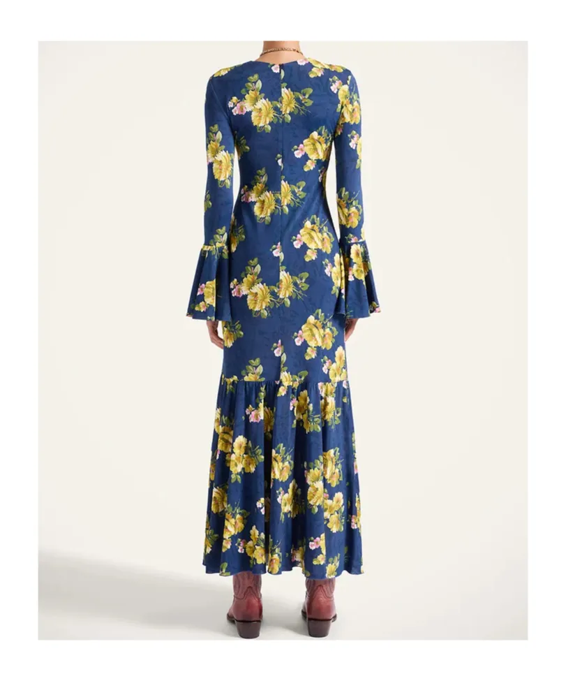 Floral Bell-Sleeve Midi Dress