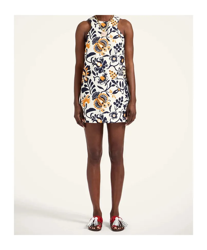 Racer Floral-Print Mini Dress