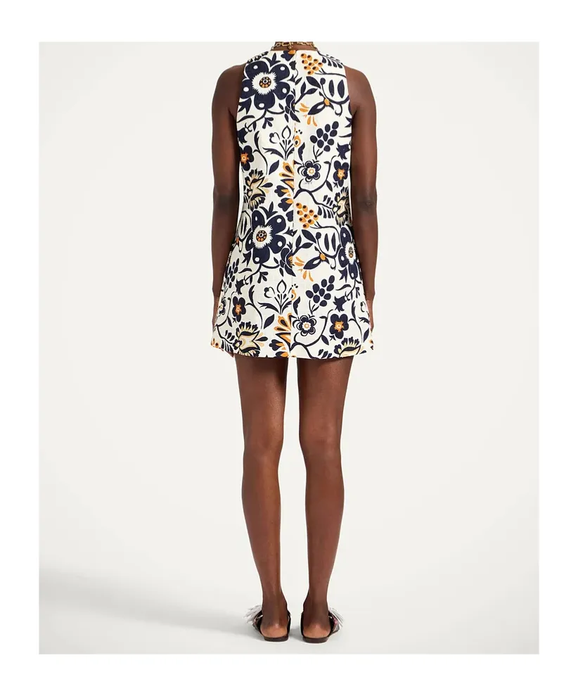 Racer Floral-Print Mini Dress