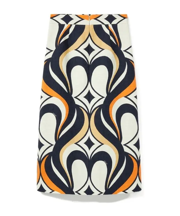 Macro-Pattern Midi Skirt