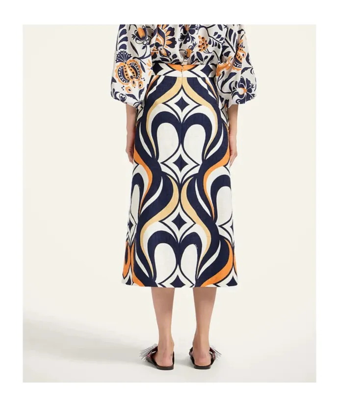 Macro-Pattern Midi Skirt
