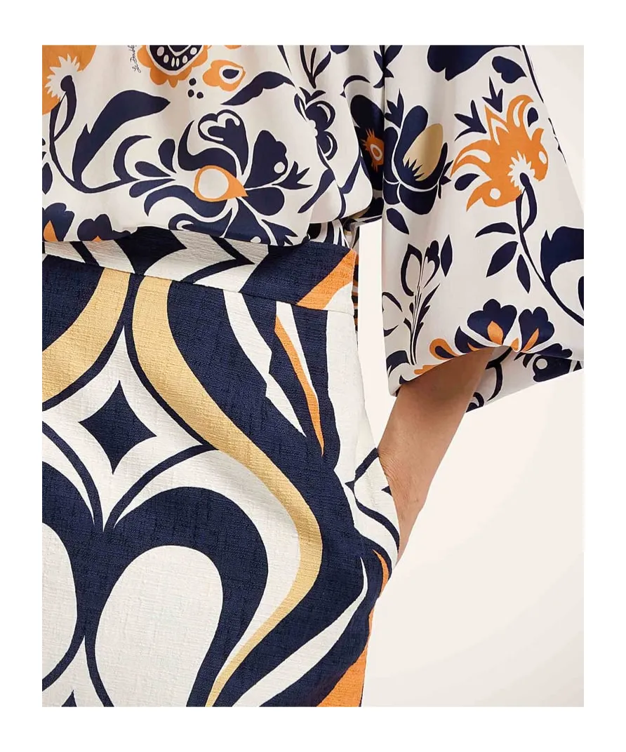 Macro-Pattern Midi Skirt