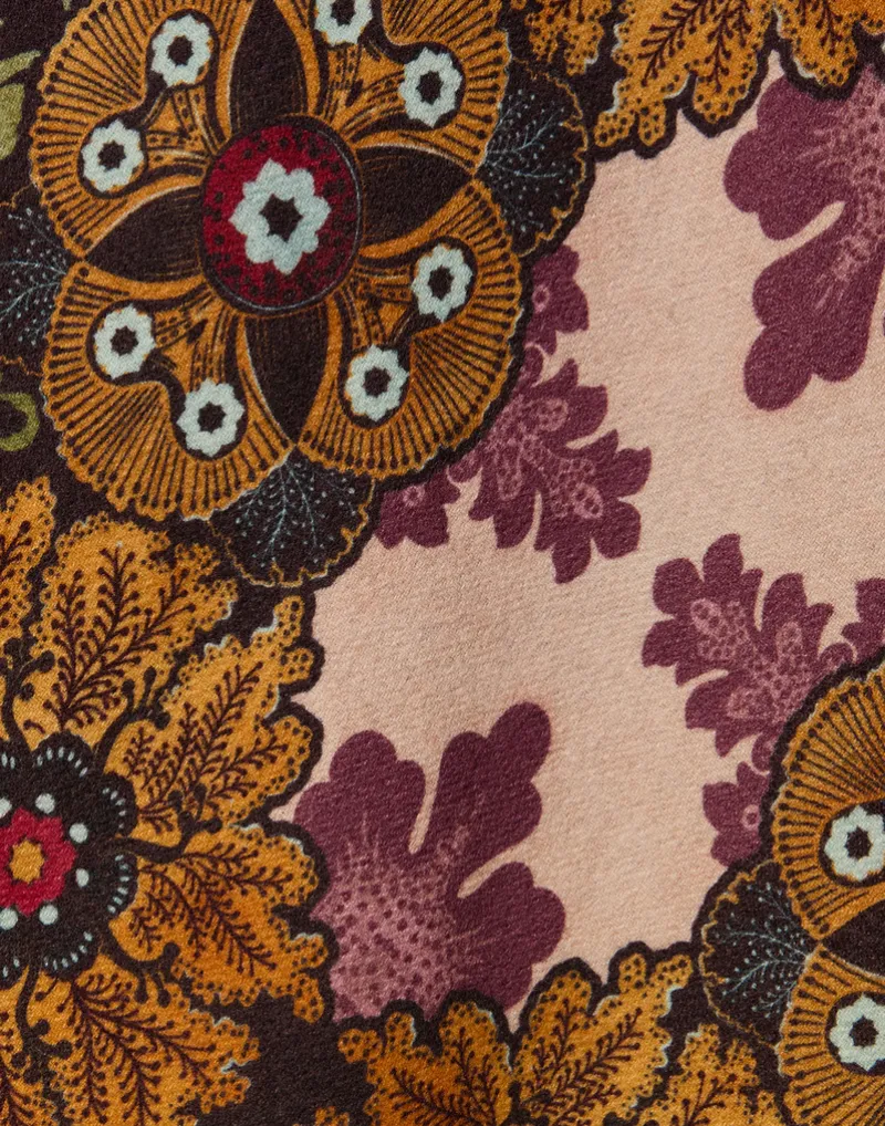 Floral-Patterned Wool Cape