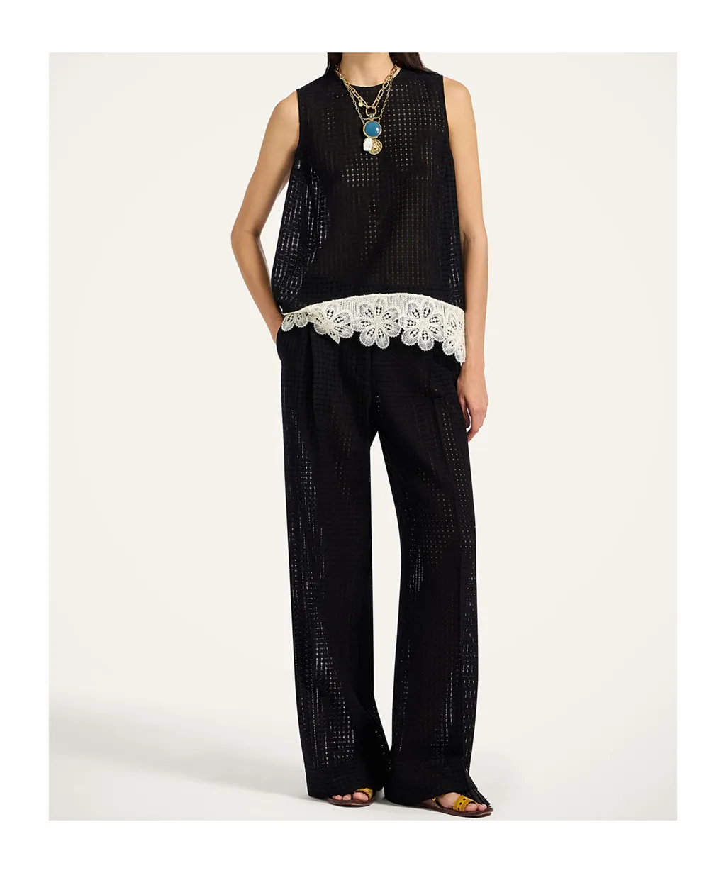 La Scala Lace-Hem Sleeveless Top