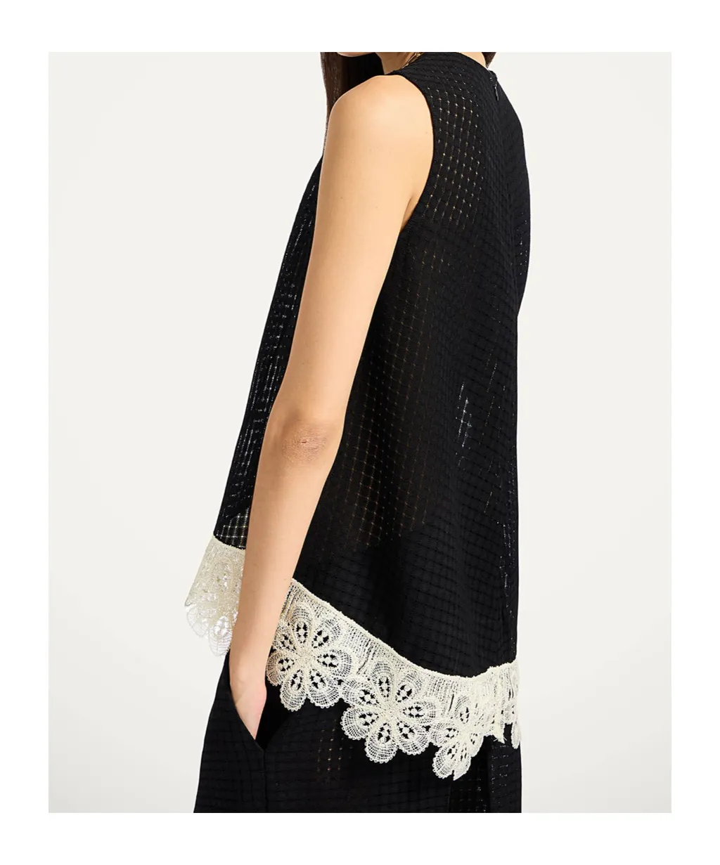 La Scala Lace-Hem Sleeveless Top