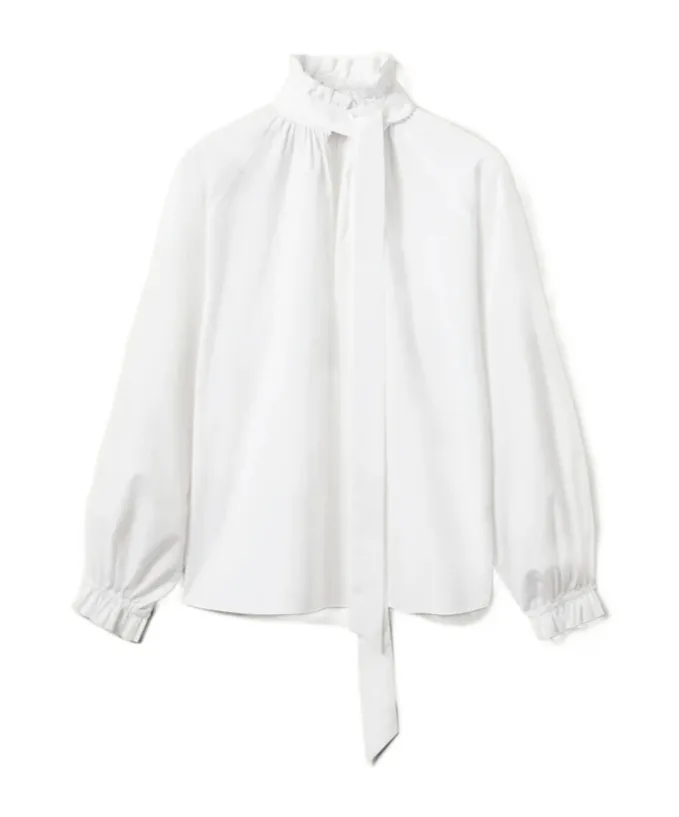 Tie-Neck Cotton Blouse