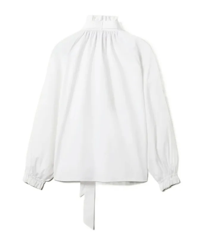 Tie-Neck Cotton Blouse