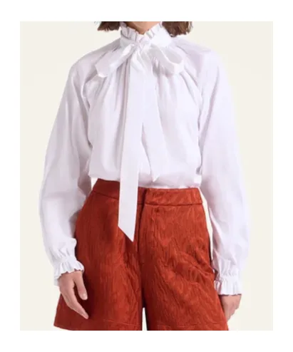 Tie-Neck Cotton Blouse