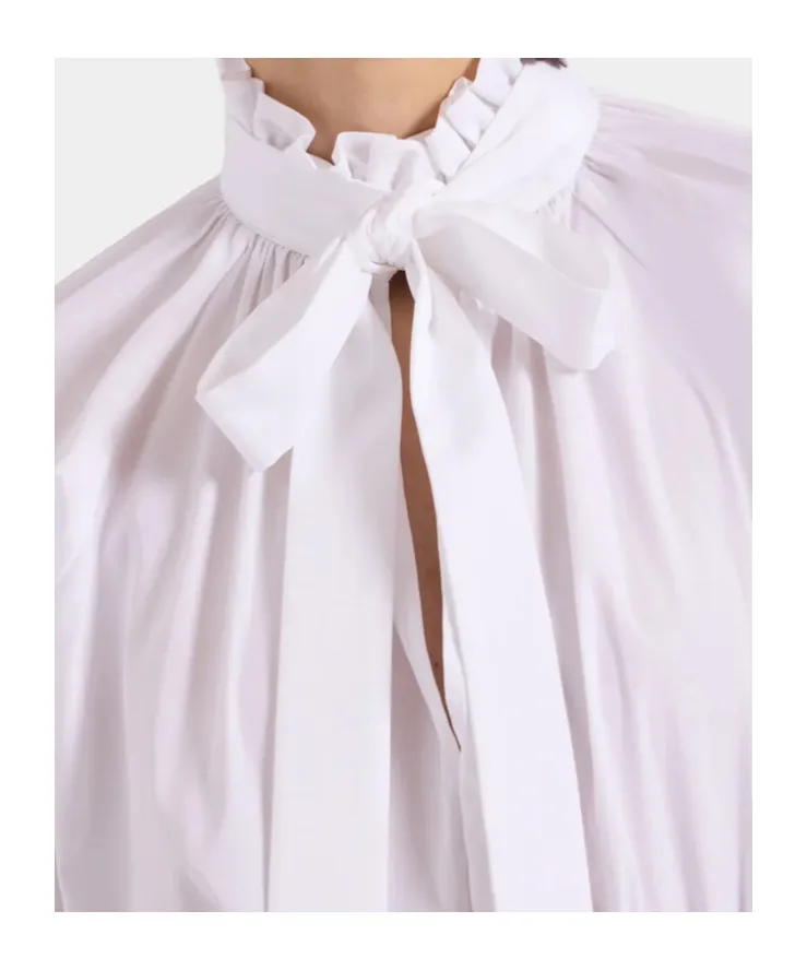 Tie-Neck Cotton Blouse