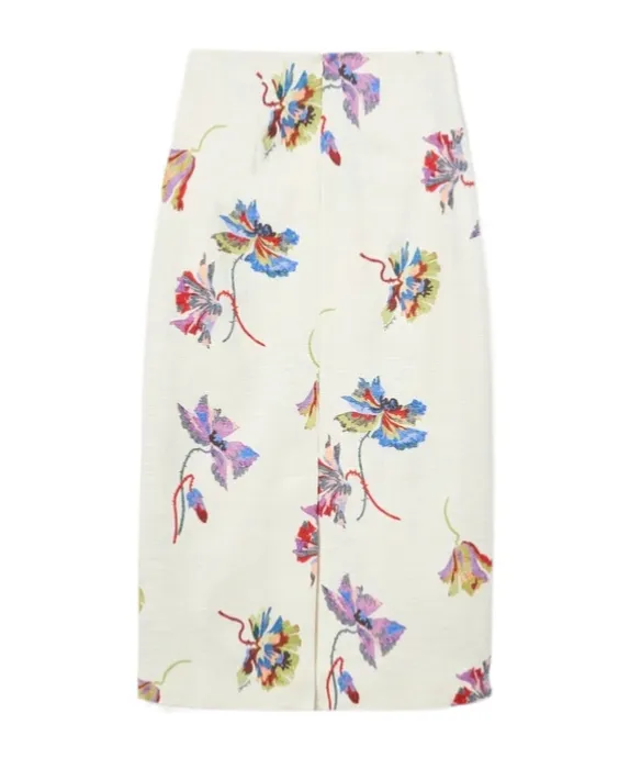 Floral-Print Straight Skirt