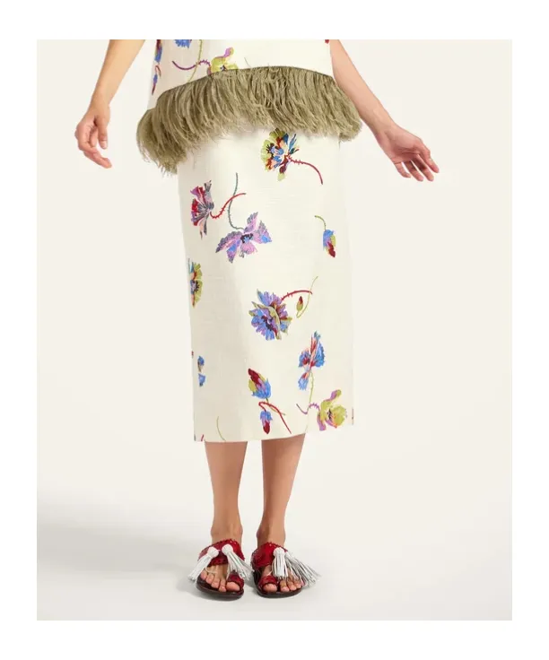 Floral-Print Straight Skirt